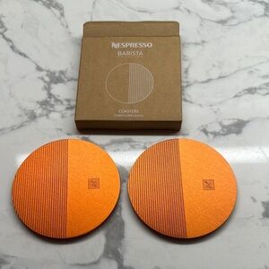 Nespresso Barista Orange Coasters Set of 2 New